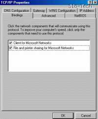 Na zavihku Bindings (Vezi) ozna&#269;ite Client for Microsoft Networks in File and Printer Sharing for Microsoft Networks (Microsoftova dru&#382;inska prijava in Odjemalec za omre&#382;je Microsoft)