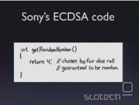 Karikatura na stra&#353;no poenostavljeni generator naklju&#269;nih &#353;tevil, kot naj bi ga uporabljal Sony pri podpisovanju kode za PS3. Vir: predavanje na CCC.