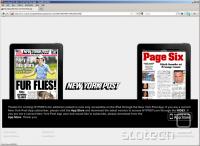 Tak&#353;no obvestilo po novem &#269;aka obiskovalce New York Posta z iPadom v roki. Slikco smo pripravili v Firefoxu z uporabo plug-ina User-Agent Switcher.