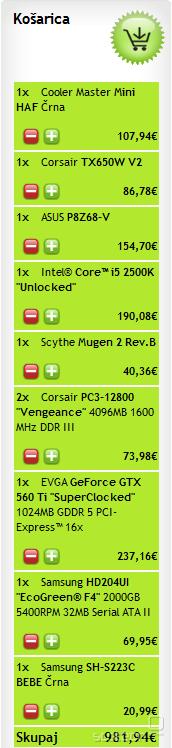  Stilsko ohi&#353;je z zelo dobrim airflowom, plata ki podpira SLI in CF, GTX 560Ti, 2500k, 2TB prostora..