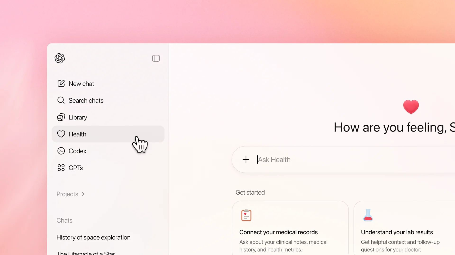O tveganjih in stranskih učinkih se posvetujte s ChatGPT Healthom