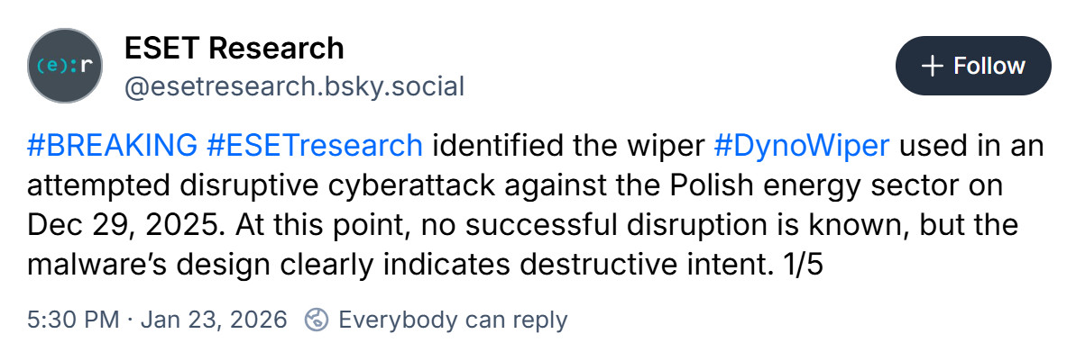 Poljski elektroenergetski sistem decembra tarča kibernetskega napada