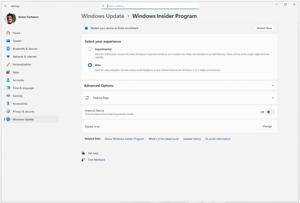 Microsoft reorganiziral program beta verzij Windows